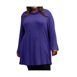 NEW ON THE PLUS SIDE cowl neck turtleneck tunic - plus in blueberry
